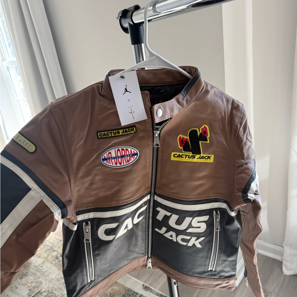 Cactus Jack x Jordan Women's Brown Leather Jacket